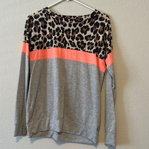 Cheetah gray crew neck sweater